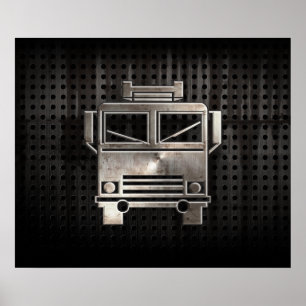 Póster Coche de bomberos rugoso