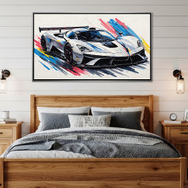 Póster Coche de Carreras de Entusiastas Futuristas