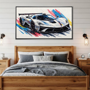 Póster Coche de Carreras de Entusiastas Futuristas