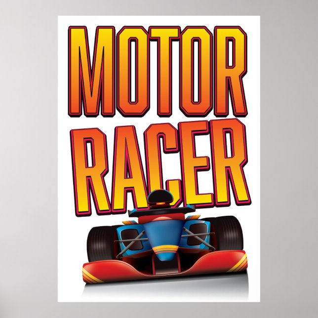 Póster Coche de carreras de motor (Frente)