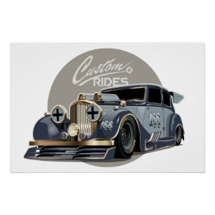 Póster Coche de carreras retro de ciencia ficción persona