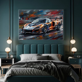 Póster Coche de carreras supercar Orange GTR
