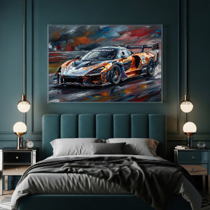 Póster Coche de carreras supercar Orange GTR