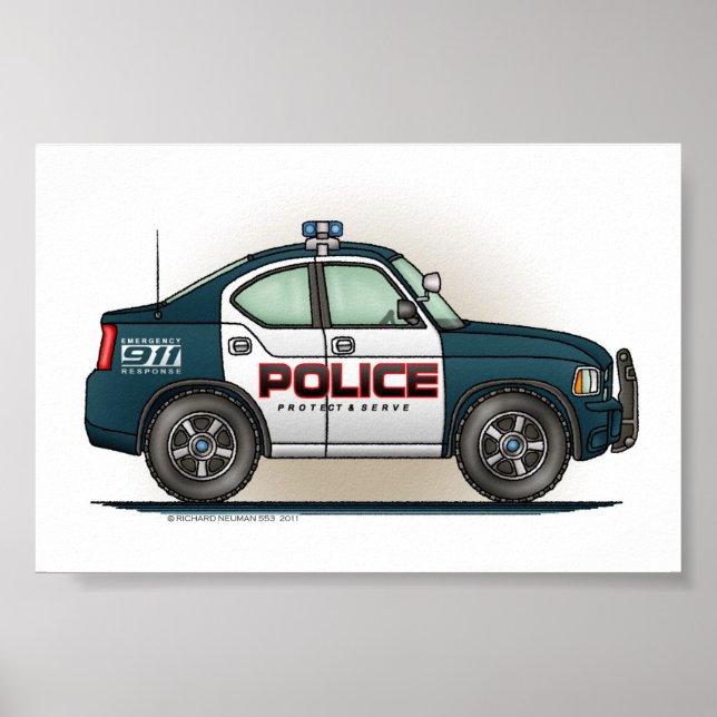Póster Coche de Coche Interceptor Policial (Frente)