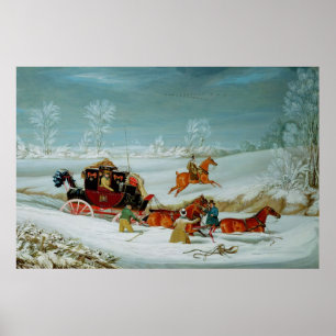 Póster Coche de correo en la nieve