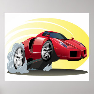 Póster coche de dibujos animados