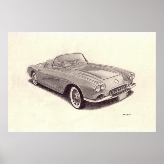 Póster Coche de época: Corvette Chevrolet (Frente)