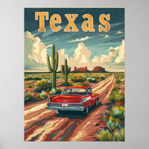 Póster Coche de época del desierto de Texas