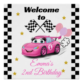 Póster Coche de Invitación de Primer Cumpleaños de un Chi