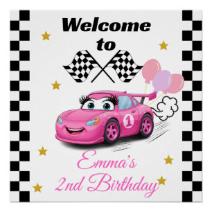 Póster Coche de Invitación de Primer Cumpleaños de un Chi