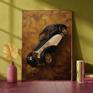 Póster Coche de lujo clásico vintage haciendo un caballit