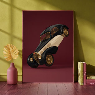 Póster Coche de lujo clásico vintage haciendo un caballit