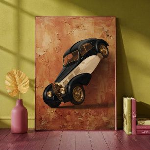 Póster Coche de lujo clásico vintage haciendo un caballit