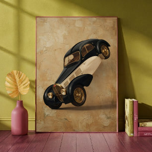 Póster Coche de lujo clásico vintage haciendo un caballit