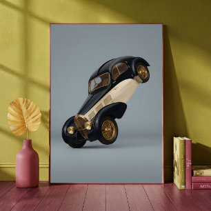 Póster Coche de lujo clásico vintage haciendo un caballit