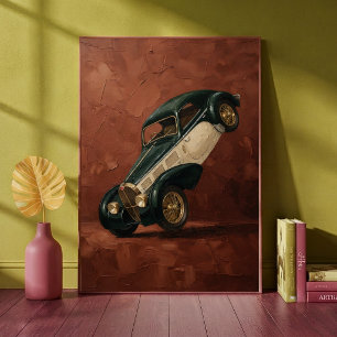 Póster Coche de lujo clásico vintage haciendo un caballit