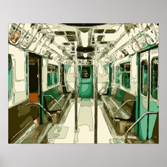 Póster Coche de metro dentro del Metalizado (Frente)
