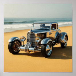 Póster Coche de plata en la playa