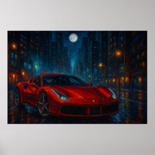 Póster Coche de velocidad de medianoche