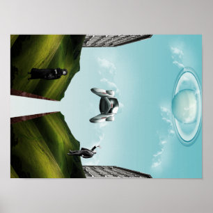 Póster coche de vuelo