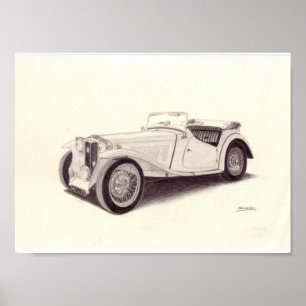 Póster Coche del vintage: MG TC