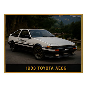 Póster Coche deportivo clásico japonés Toyota AE86 de 198