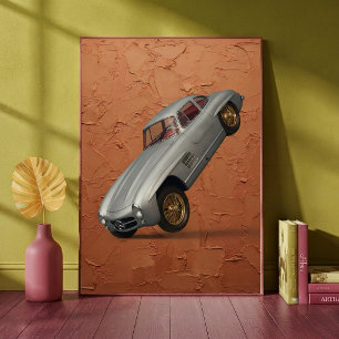 Póster Coche deportivo clásico vintage haciendo un caball