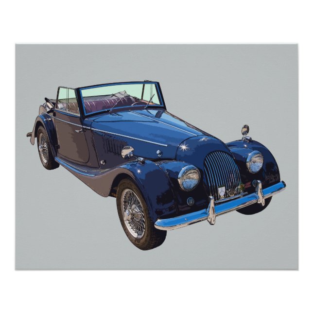 Póster Coche deportivo convertible Morgan Plus 4 de 1964 (Anverso)