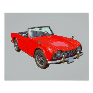 Póster Coche deportivo convertible Red Triumph Tr4
