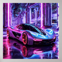Coche deportivo neon futurista velocidad ciudad no