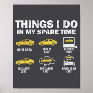 Póster Coche Divertido 6 Cosas Que Hago En Mi Tiempo Libr
