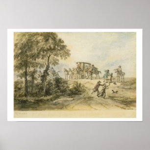Póster Coche e Highwayman (w/c en el papel)