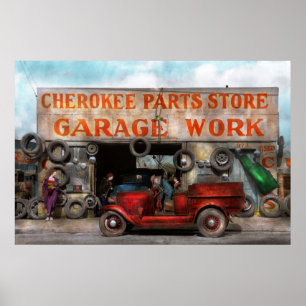 Póster Coche - Garaje - Tienda de piezas Cherokee - 1936