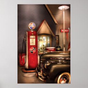 Póster Coche - gasolina de destello blanca
