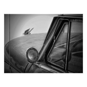 Póster Coche monocromo