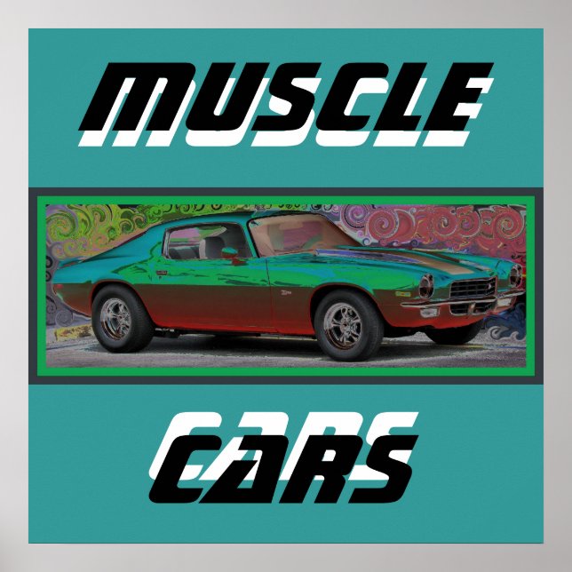 Póster Coche muscular de los años 70 (Frente)
