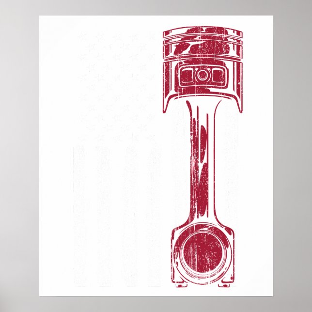 Póster Coche muscular de pistón de bandera americana (Frente)