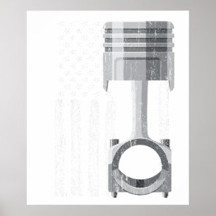 Póster Coche muscular de pistón de bandera americana 2
