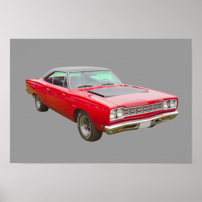Póster Coche muscular Plymouth Roadrunner 1968 (Frente)