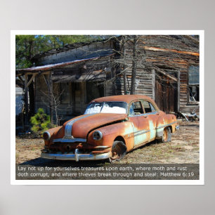 Póster Coche oxidado viejo