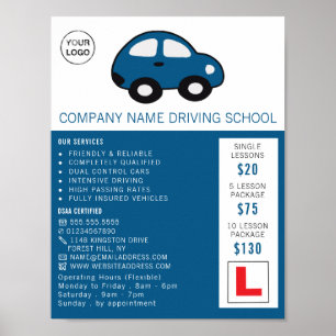 Póster Coche personalizado, escuela de conducción, anunci