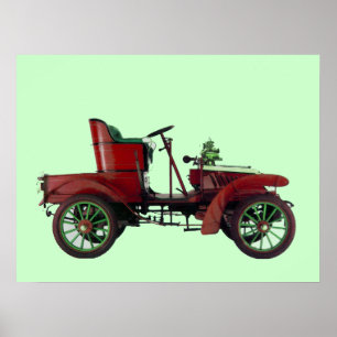 PÓSTER COCHE RETRO ROJO / RESTAURACIÓN AUTOMÁTICA - AUTOM