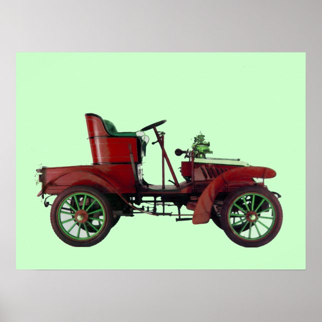 PÓSTER COCHE RETRO ROJO / RESTAURACIÓN AUTOMÁTICA - AUTOM (Frente)