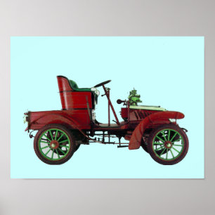 PÓSTER COCHE RETRO ROJO / RESTAURACIÓN AUTOMÁTICA - AUTOM