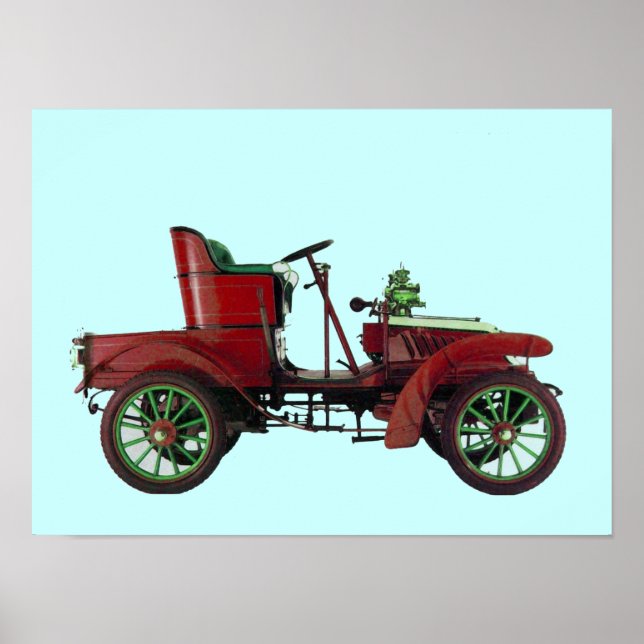PÓSTER COCHE RETRO ROJO / RESTAURACIÓN AUTOMÁTICA - AUTOM (Frente)