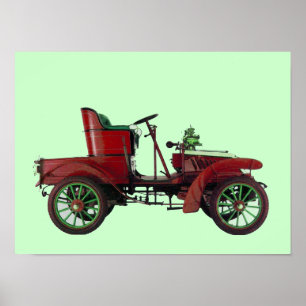 PÓSTER COCHE RETRO ROJO / RESTAURACIÓN AUTOMÁTICA - AUTOM