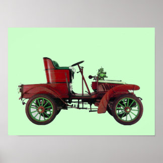 PÓSTER COCHE RETRO ROJO / RESTAURACIÓN AUTOMÁTICA - AUTOM