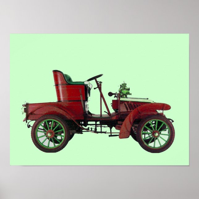 PÓSTER COCHE RETRO ROJO / RESTAURACIÓN AUTOMÁTICA - AUTOM (Frente)