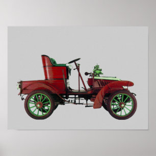PÓSTER COCHE RETRO ROJO / RESTAURACIÓN AUTOMÁTICA - AUTOM