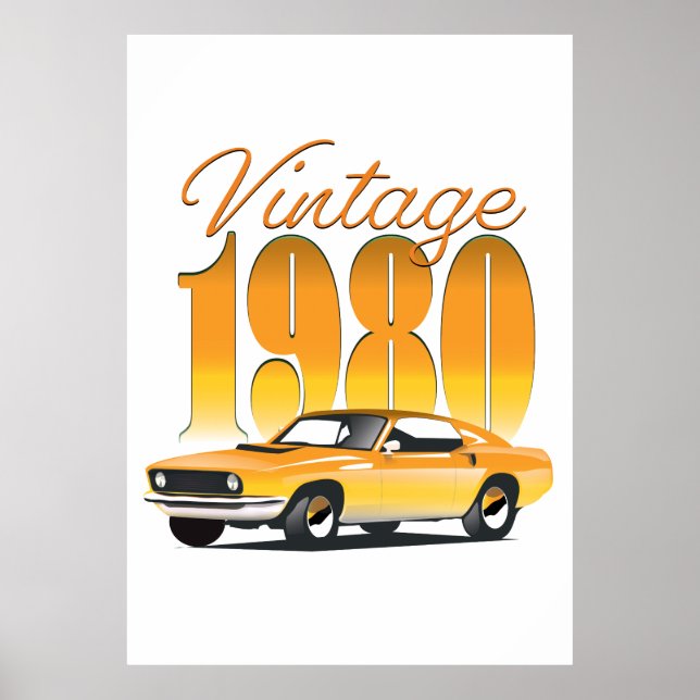 Póster Coche retro Vintage 1980 (Frente)